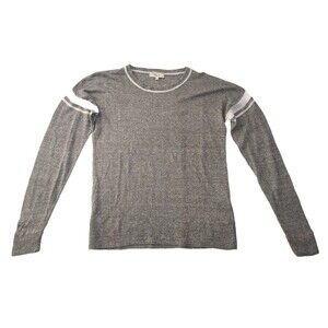 Ladies Madewell Lightweight 109% Linen Gray W/Sleeve Stripes LS Sweater Size S